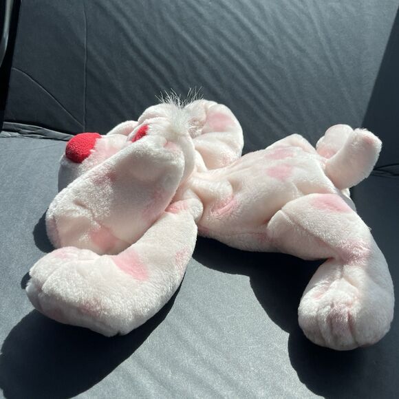 Puppy Love Floppy Pink Dog Plush Stuffed Animal Toy Heart Nose Soft Blue Eyes - Picture 4 of 12